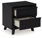 Danziar King Panel Bed with Mirrored Dresser and 2 Nightstands in Black - PKG015884