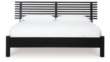 Danziar King Panel Bed with Mirrored Dresser and 2 Nightstands in Black from Ashley - Luna Furniture