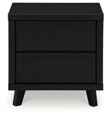 Danziar King Panel Bed with Mirrored Dresser and 2 Nightstands in Black from Ashley - Luna Furniture