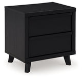 Danziar King Panel Bed with Mirrored Dresser and 2 Nightstands in Black from Ashley - Luna Furniture