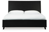 Danziar King Panel Bed with Mirrored Dresser and 2 Nightstands in Black - PKG015914