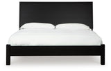 Danziar King Panel Bed with Mirrored Dresser and Chest in Black from Ashley - Luna Furniture