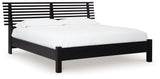 Danziar King Panel Bed with Mirrored Dresser and Chest in Black from Ashley - Luna Furniture