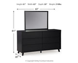 Danziar King Panel Bed with Mirrored Dresser and Chest in Black from Ashley - Luna Furniture