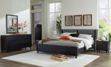 Danziar King Panel Bed with Mirrored Dresser and Chest in Black from Ashley - Luna Furniture