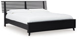 Danziar King Panel Bed with Mirrored Dresser and Chest in Black from Ashley - Luna Furniture