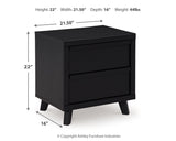 Danziar King Panel Bed with Mirrored Dresser and Nightstand in Black - PKG015886