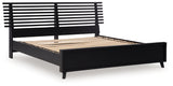 Danziar King Panel Bed with Mirrored Dresser and Nightstand in Black from Ashley - Luna Furniture