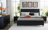 Danziar King Panel Bed with Mirrored Dresser, Chest and 2 Nightstands in Black from Ashley - Luna Furniture