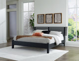 Danziar King Panel Bed with Mirrored Dresser, Chest and 2 Nightstands in Black from Ashley - Luna Furniture