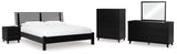 Danziar King Panel Bed with Mirrored Dresser, Chest and Nightstand in Black from Ashley - Luna Furniture