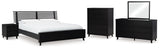 Danziar King Panel Bed with Mirrored Dresser, Chest and Nightstand in Black from Ashley - Luna Furniture