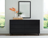 Danziar King Panel Bed with Mirrored Dresser in Black from Ashley - Luna Furniture