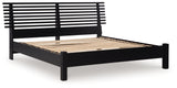 Danziar King Panel Bed with Mirrored Dresser in Black from Ashley - Luna Furniture