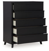 Danziar King Panel Headboard with Mirrored Dresser and Chest in Black from Ashley - Luna Furniture