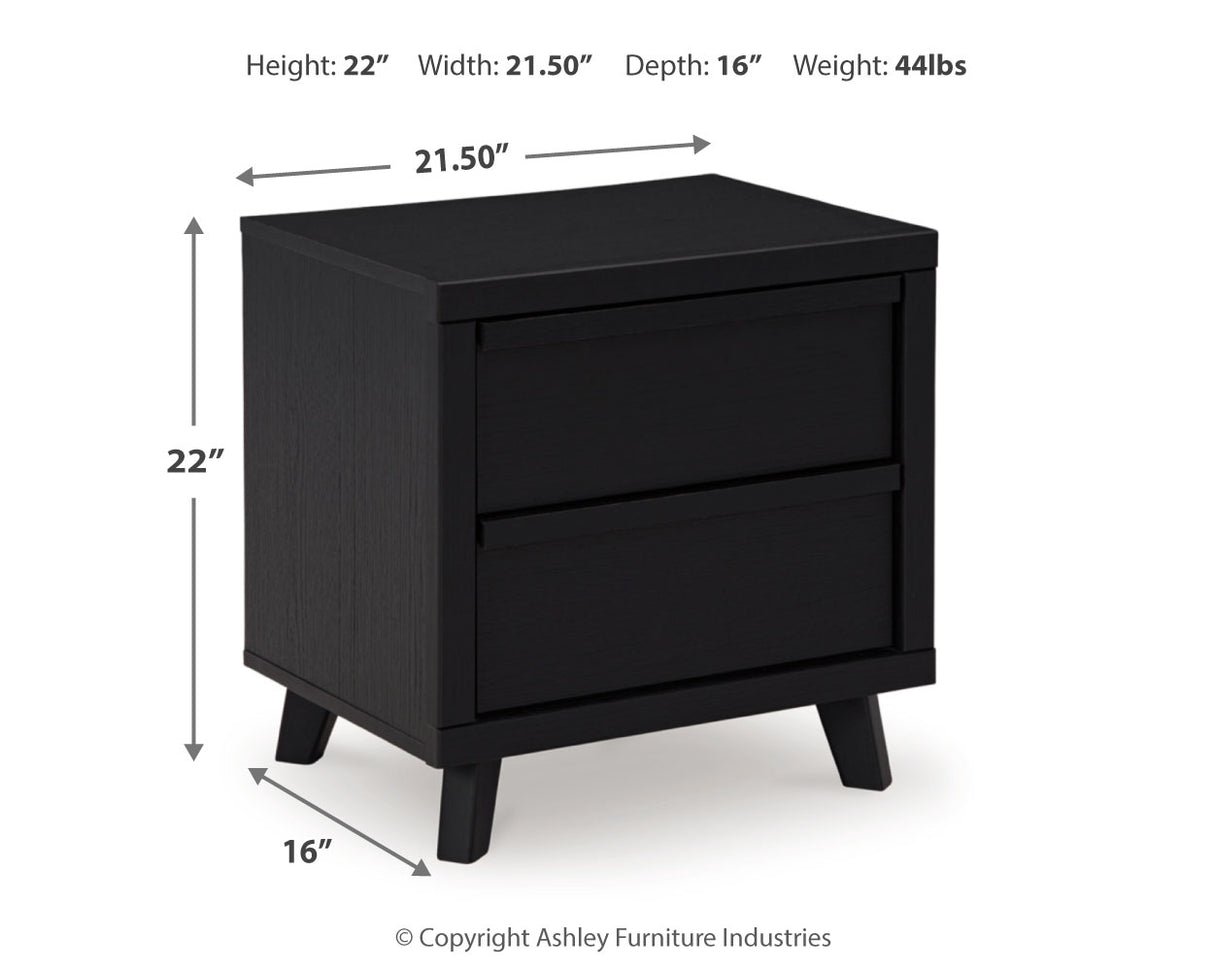 Danziar King Panel Headboard with Mirrored Dresser and Nightstand in Black from Ashley - Luna Furniture