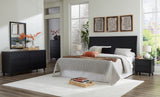 Danziar King Panel Headboard with Mirrored Dresser and Nightstand in Black - PKG016024