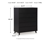 Danziar King Panel Headboard with Mirrored Dresser, Chest and 2 Nightstands in Black - PKG016023