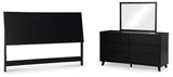 Danziar King Panel Headboard with Mirrored Dresser in Black from Ashley - Luna Furniture