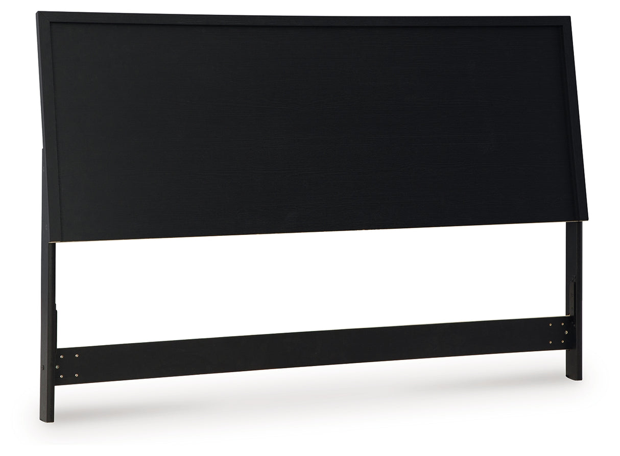 Danziar King Panel Headboard with Mirrored Dresser in Black from Ashley - Luna Furniture