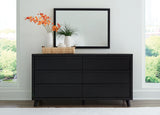 Danziar Queen Panel Bed with Mirrored Dresser and 2 Nightstands in Black from Ashley - Luna Furniture