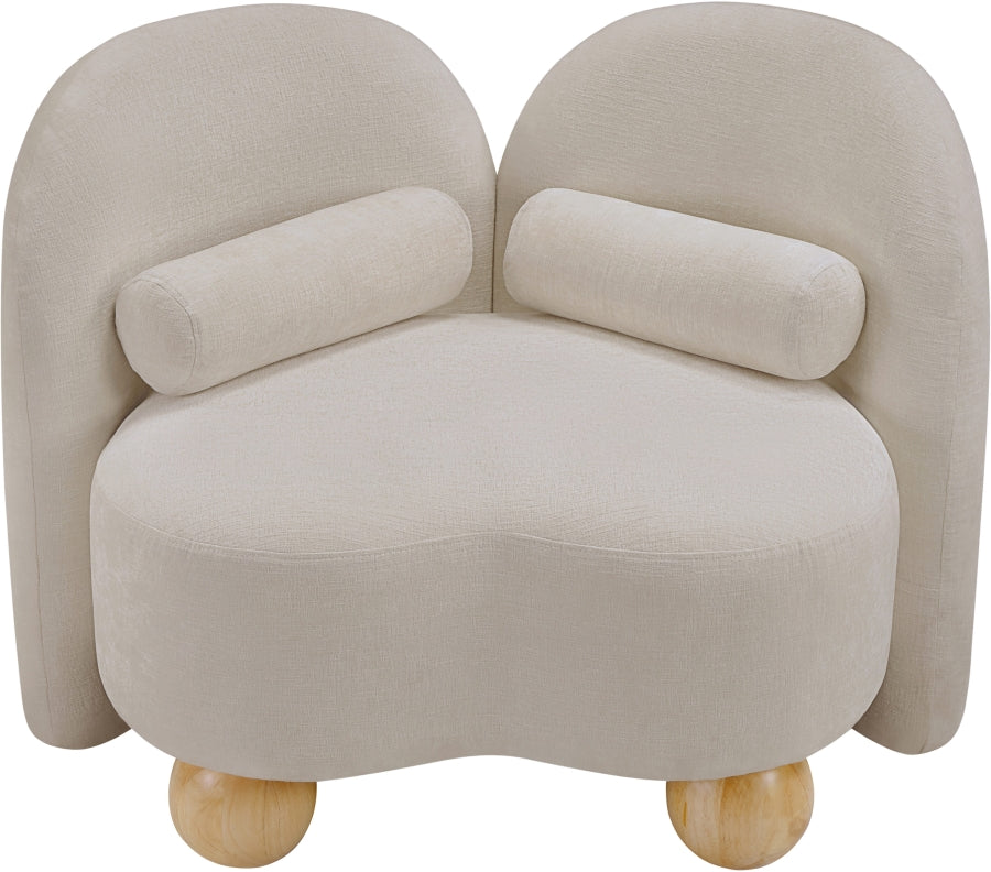 Daphne Chenille Fabric Chair in Beige from Meridian - Luna Furniture