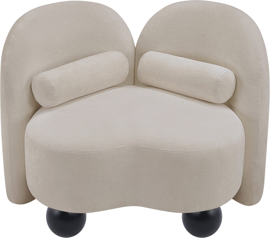 Daphne Chenille Fabric Chair in Beige from Meridian - Luna Furniture