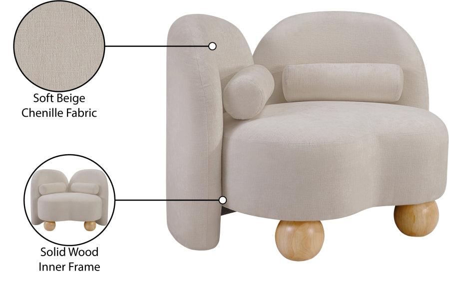 Daphne Chenille Fabric Chair in Beige from Meridian - Luna Furniture