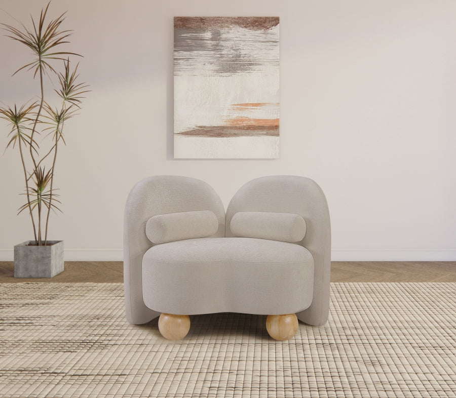 Daphne Chenille Fabric Chair in Beige from Meridian - Luna Furniture