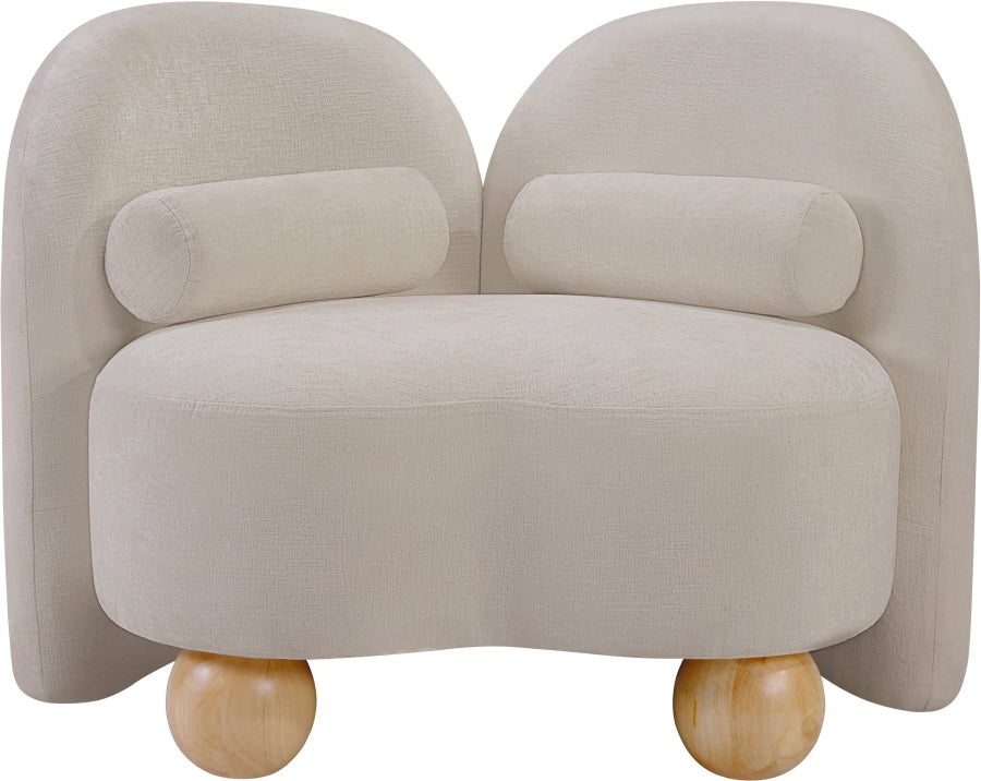 Daphne Chenille Fabric Chair in Beige from Meridian - Luna Furniture