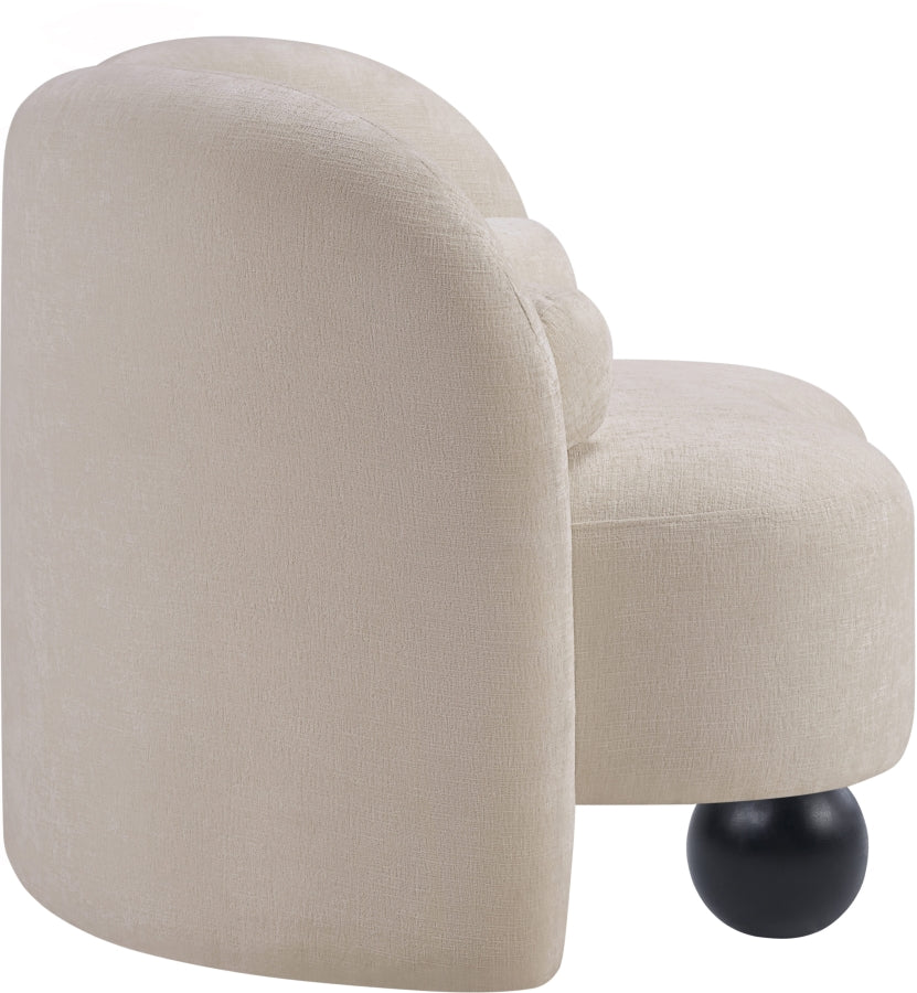 Daphne Chenille Fabric Chair in Beige from Meridian - Luna Furniture