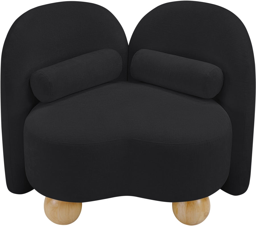 Daphne Chenille Fabric Chair in Black from Meridian - Luna Furniture