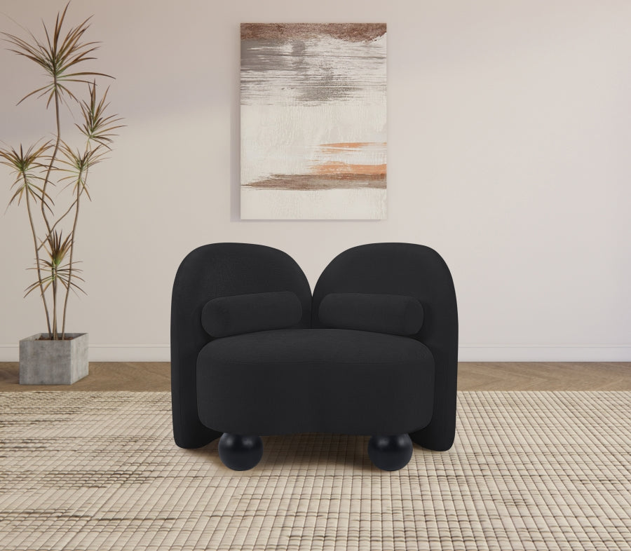 Daphne Chenille Fabric Chair in Black from Meridian - Luna Furniture