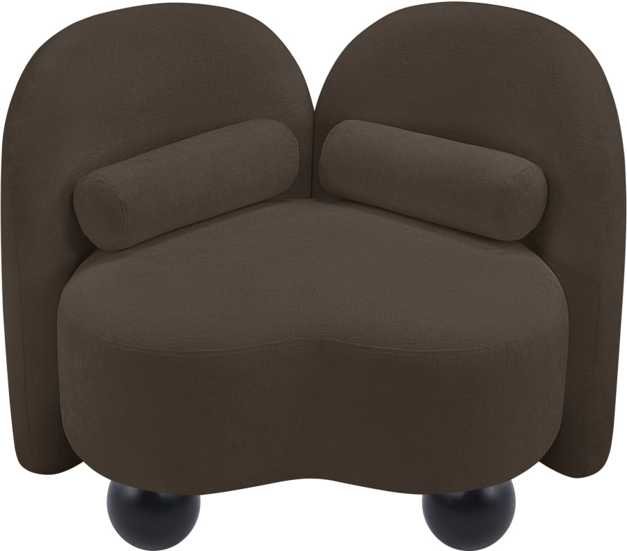 Daphne Chenille Fabric Chair in Brown from Meridian - Luna Furniture