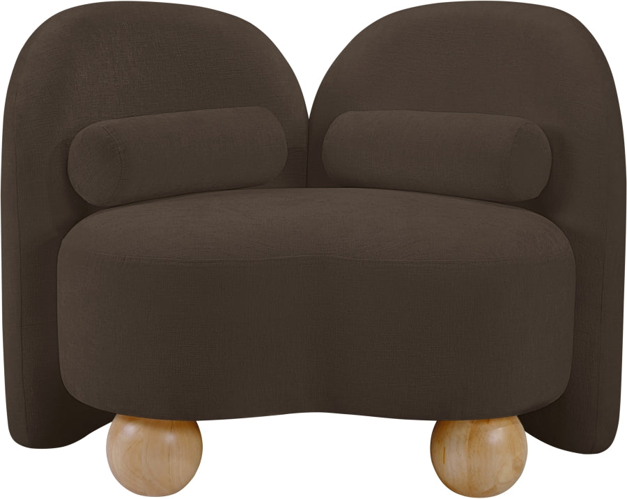 Daphne Chenille Fabric Chair in Brown from Meridian - Luna Furniture