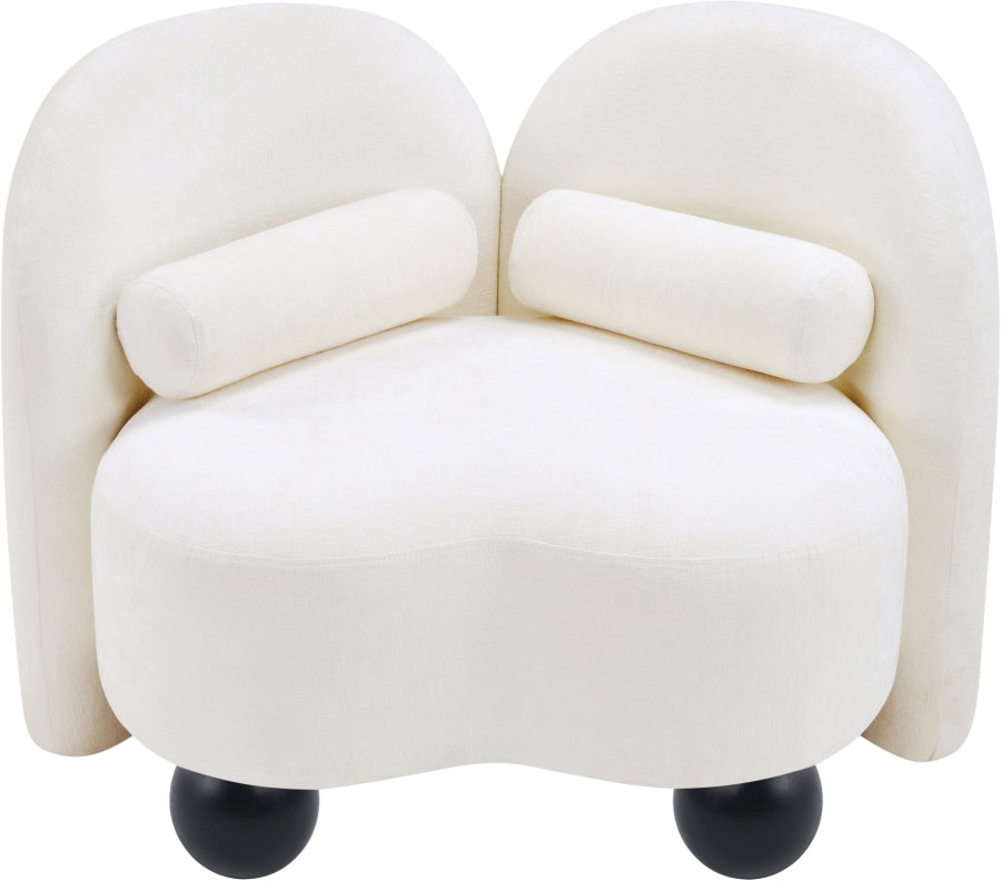 Daphne Chenille Fabric Chair in Cream from Meridian - Luna Furniture