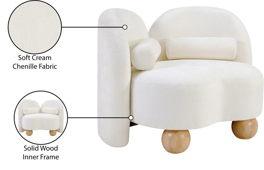 Daphne Chenille Fabric Chair in Cream from Meridian - Luna Furniture