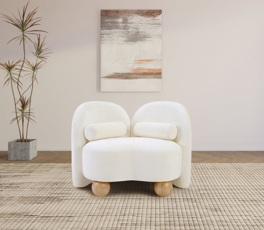 Daphne Chenille Fabric Chair in Cream from Meridian - Luna Furniture