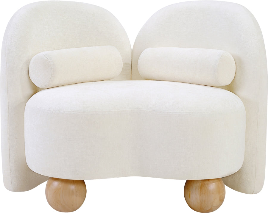 Daphne Chenille Fabric Chair in Cream from Meridian - Luna Furniture