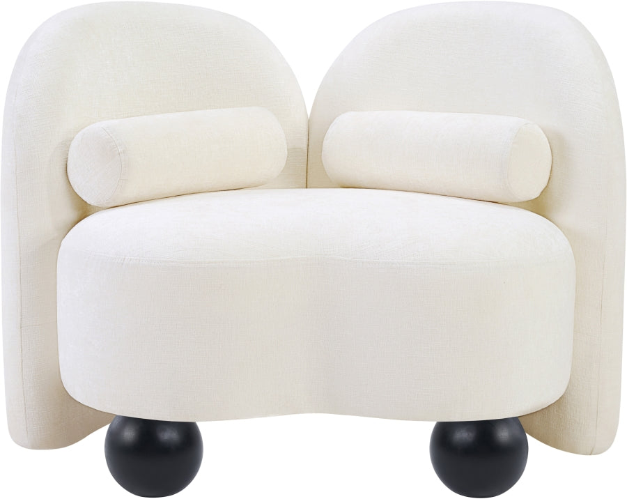 Daphne Chenille Fabric Chair in Cream from Meridian - Luna Furniture