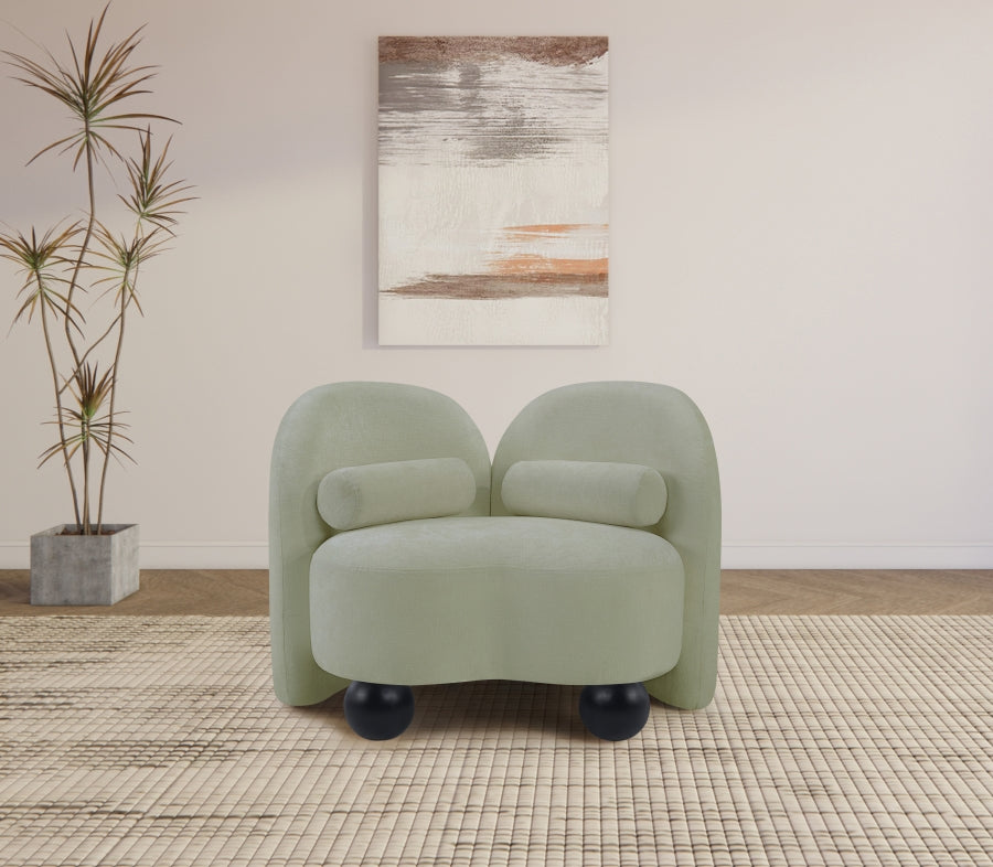 Daphne Chenille Fabric Chair in Mint from Meridian - Luna Furniture