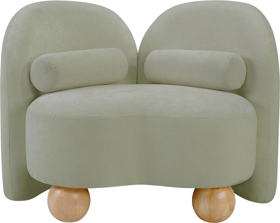 Daphne Chenille Fabric Chair in Mint from Meridian - Luna Furniture