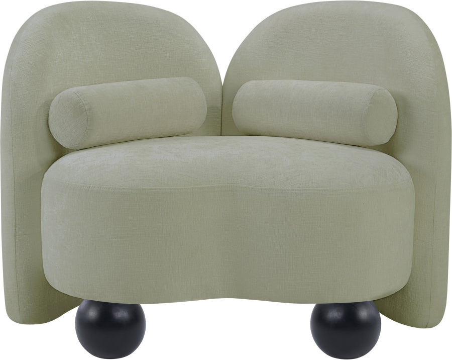 Daphne Chenille Fabric Chair in Mint from Meridian - Luna Furniture