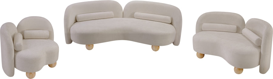 Daphne Chenille Fabric Loveseat in Beige from Meridian - Luna Furniture