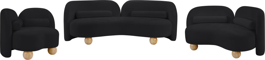 Daphne Chenille Fabric Loveseat in Black from Meridian - Luna Furniture