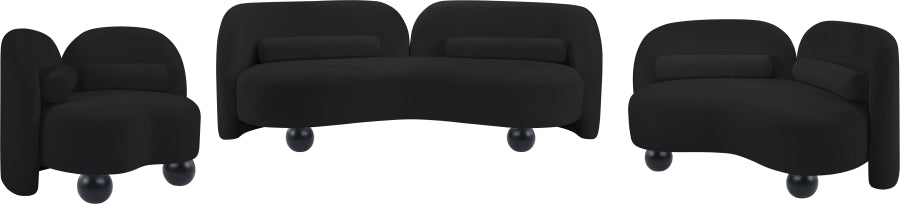 Daphne Chenille Fabric Loveseat in Black from Meridian - Luna Furniture