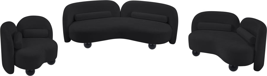 Daphne Chenille Fabric Loveseat in Black from Meridian - Luna Furniture