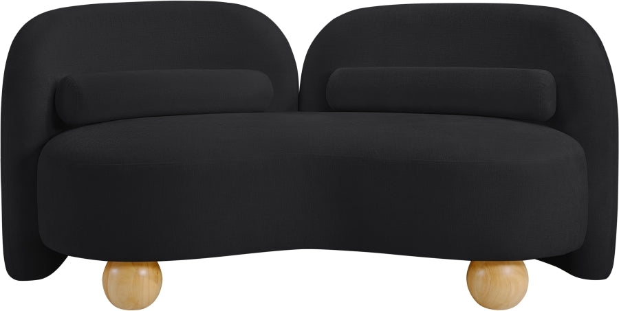 Daphne Chenille Fabric Loveseat in Black from Meridian - Luna Furniture