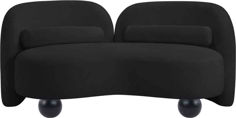 Daphne Chenille Fabric Loveseat in Black from Meridian - Luna Furniture