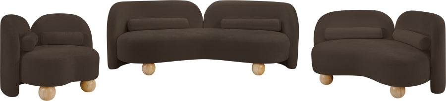 Daphne Chenille Fabric Loveseat in Brown from Meridian - Luna Furniture